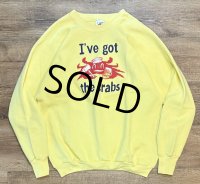 ~90’ｓ【USA製】【FRUIT OF THE LOOM】【フルーツオブザルーム】蟹【黄色】【 I've got the crabs】【スウェット】【サイズＸＬ】 