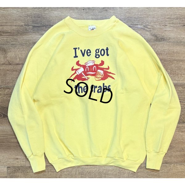 画像1: ~90’ｓ【USA製】【FRUIT OF THE LOOM】【フルーツオブザルーム】蟹【黄色】【 I've got the crabs】【スウェット】【サイズＸＬ】 