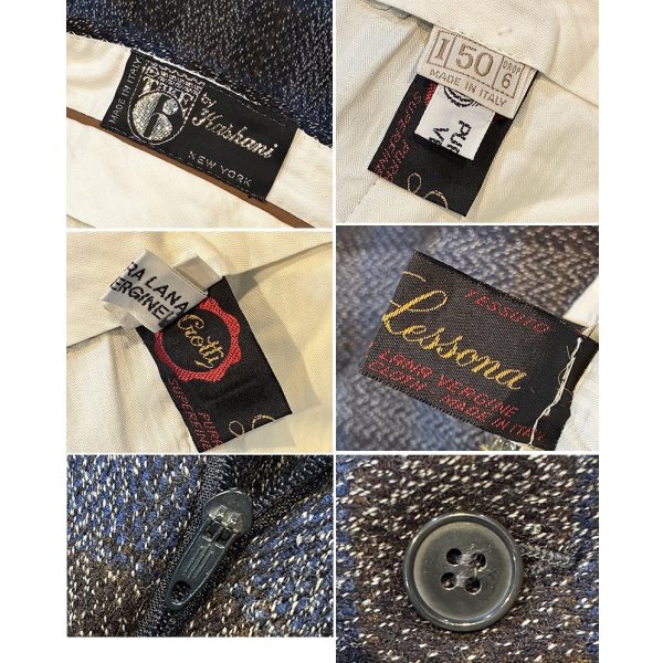 画像2: 【ほぼ未使用】ビンテージ【イタリー製】【Take6 Kashani】【黒×青】チェック【ウールスラックス】【ウールパンツ】【W34程度】 
