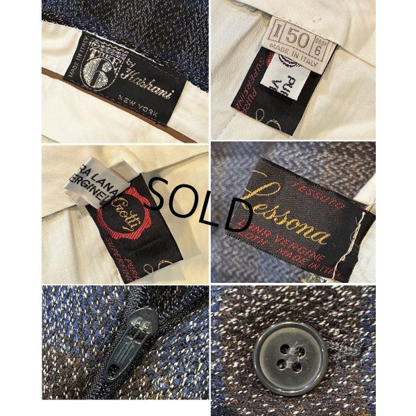 画像2: 【ほぼ未使用】ビンテージ【イタリー製】【Take6 Kashani】【黒×青】チェック【ウールスラックス】【ウールパンツ】【W34程度】 