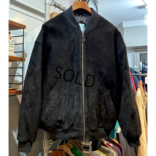 画像3: ビンテージ【BRITRCHES】【黒】【スエードブルゾン】【中綿入り】ジップアップジャケット【サイズXL】 
