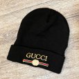 画像1: 【ビンテージ】GUCCI【グッチ】【ブートレグ】【黒】ロゴ刺繍入り【ニットキャップ】 【ニット帽】 <br> (1)