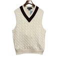 画像1: ほぼ未使用 ビンテージ【ラルフローレン】【白×紺×青ライン】Vネック【コットンニットベスト】【サイズL】<br> (1)