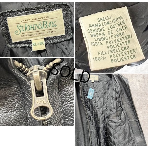 画像2: 【ビンテージ】【STJOHNS'BAY】【セントジョーンズベイ】【ブラック】ジップアップ【レザージャケット】【サイズXＬ】 