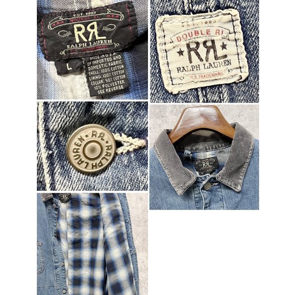 画像2: 90's【USA製】【ビンテージ】【RRL】【ダブルアールエル】ラルフローレン【襟コーデュロイ】【デニムカバーオール】【サイズL】 