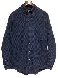 ~90’ｓ【ビンテージ】【エディーバウアー】【紺×白】ハウンドトゥース柄【コーデュロイBDシャツ】【サイズS】 