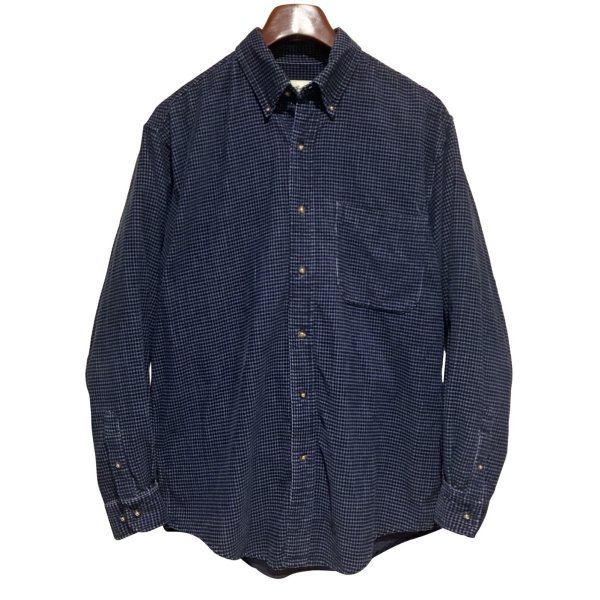 画像1: ~90’ｓ【ビンテージ】【エディーバウアー】【紺×白】ハウンドトゥース柄【コーデュロイBDシャツ】【サイズS】 