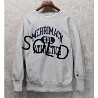 90's USA製【Champion】【チャンピオン】【リバースウィーブ】MERRIMACK ATHLETIC【グレー】【スウェット】【サイズXL】 