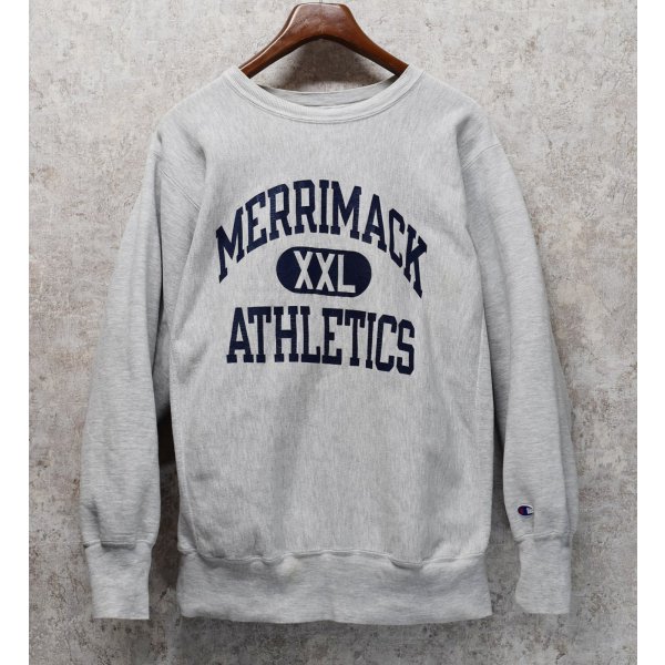 画像1: 90's USA製【Champion】【チャンピオン】【リバースウィーブ】MERRIMACK ATHLETIC【グレー】【スウェット】【サイズXL】 