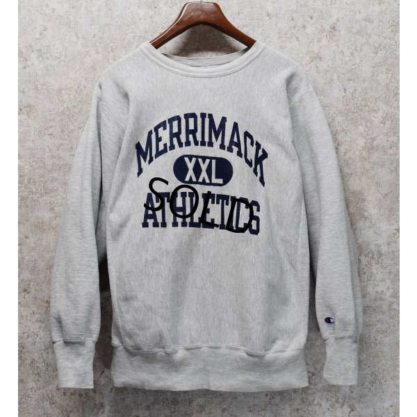 画像1: 90's USA製【Champion】【チャンピオン】【リバースウィーブ】MERRIMACK ATHLETIC【グレー】【スウェット】【サイズXL】 