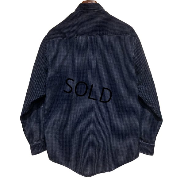 画像3: ~90’ｓ【ビンテージ】【エディーバウアー】【紺×白】ハウンドトゥース柄【コーデュロイBDシャツ】【サイズS】 