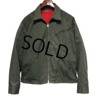 70's【ビンテージ】【Tuf-Nut】【オリーブグリーン×赤】【裏地付き】【ワークジャケット】【ワークブルゾン】サイズL程度 