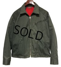 70's【ビンテージ】【Tuf-Nut】【オリーブグリーン×赤】【裏地付き】【ワークジャケット】【ワークブルゾン】サイズL程度 