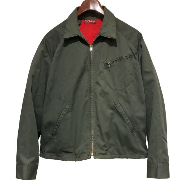 画像1: 70's【ビンテージ】【Tuf-Nut】【オリーブグリーン×赤】【裏地付き】【ワークジャケット】【ワークブルゾン】サイズL程度 