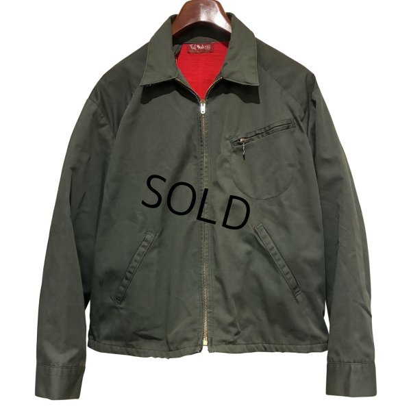 画像1: 70's【ビンテージ】【Tuf-Nut】【オリーブグリーン×赤】【裏地付き】【ワークジャケット】【ワークブルゾン】サイズL程度 