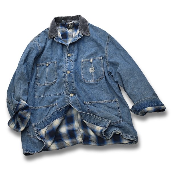 画像4: 90's【USA製】【ビンテージ】【RRL】【ダブルアールエル】ラルフローレン【襟コーデュロイ】【デニムカバーオール】【サイズL】 