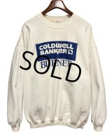 【ビンテージ】【GILDAN】【COLDWELL BANKER BURNET】白ｘ青プリント【クルーネックスウェット】【サイズＸＬ】 