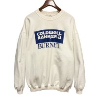 【ビンテージ】【GILDAN】【COLDWELL BANKER BURNET】白ｘ青プリント【クルーネックスウェット】【サイズＸＬ】 