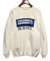 【ビンテージ】【GILDAN】【COLDWELL BANKER BURNET】白ｘ青プリント【クルーネックスウェット】【サイズＸＬ】 