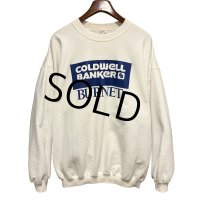 【ビンテージ】【GILDAN】【COLDWELL BANKER BURNET】白ｘ青プリント【クルーネックスウェット】【サイズＸＬ】 