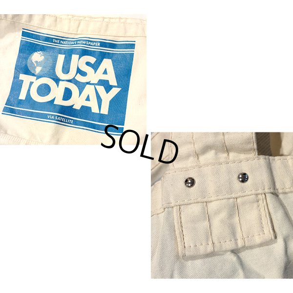 画像2: 80's~【デッドストック】USA製【ビンテージ】【生成り×青】【USA TODAY】【ニュースペーパーバッグ】【ショルダーバッグ】 