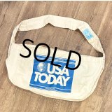 80's~【デッドストック】USA製【ビンテージ】【生成り×青】【USA TODAY】【ニュースペーパーバッグ】【ショルダーバッグ】 