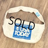 80's~【デッドストック】USA製【ビンテージ】【生成り×青】【USA TODAY】【ニュースペーパーバッグ】【ショルダーバッグ】 