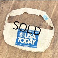 80's~【デッドストック】USA製【ビンテージ】【生成り×青】【USA TODAY】【ニュースペーパーバッグ】【ショルダーバッグ】 