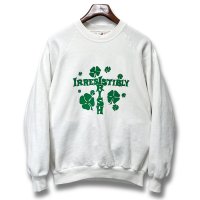 90's【USA製】JERZEES ジャージーズ【ビンテージ】【IRISH IRRESISTIBLY】プリント【白】スウェット【サイズL】 