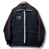 80's~【ビンテージ】【Corvette】コルベッツ シボレーコルベット【黒×赤ライン】中綿入り【ジップアップジャケット】【サイズL】 
