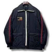80's~【ビンテージ】【Corvette】コルベッツ シボレーコルベット【黒×赤ライン】中綿入り【ジップアップジャケット】【サイズL】 