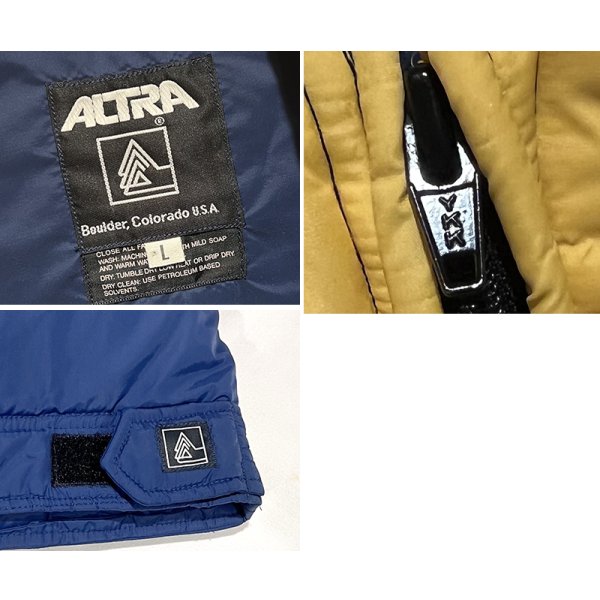 画像2: 【ビンテージ】【ALTRA】アルトラ【紺×黄色】中綿入り【ダウンベスト】ジップアップベスト【サイズＬ】 