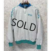 USA製【DIPORT】【グレーｘ白 マイクロボーダー】【ハーフジップ】【スウェット】【サイズＬ】 