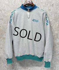 USA製【DIPORT】【グレーｘ白 マイクロボーダー】【ハーフジップ】【スウェット】【サイズＬ】 