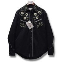 デッドストック【ロックマウント】ROCK MOUNT【ビンテージ】【花柄】黒【ウエスタンシャツ】【サイズM】  