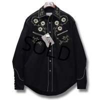 デッドストック【ロックマウント】ROCK MOUNT【ビンテージ】【花柄】黒【ウエスタンシャツ】【サイズM】  