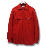 60’s【SPINNAKER】【ビンテージ】赤【マチ付き】【ハーフジップ】【ウールシャツ】【サイズL程度】 