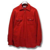60’s【SPINNAKER】【ビンテージ】赤【マチ付き】【ハーフジップ】【ウールシャツ】【サイズL程度】 