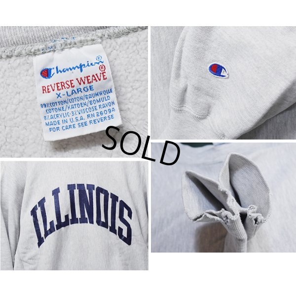 画像2: 90’s【USA製】ビンテージ【Champion】【チャンピオン】【リバースウィーブ】ILLINOIS【イリノイ大学】【カレッジスウェット】【グレー】【サイズXL】 