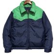 画像1: 程度良好!! 80's USA製【ALTRA】アルトラ【紺ｘ緑】【ダウンジャケット】【サイズＬ】<br> (1)