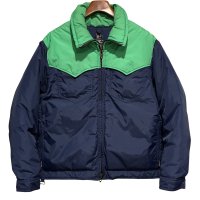 程度良好!! 80's USA製【ALTRA】アルトラ【紺ｘ緑】【ダウンジャケット】【サイズＬ】 