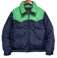 程度良好!! 80's USA製【ALTRA】アルトラ【紺ｘ緑】【ダウンジャケット】【サイズＬ】 