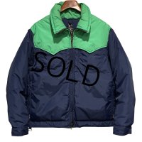 程度良好!! 80's USA製【ALTRA】アルトラ【紺ｘ緑】【ダウンジャケット】【サイズＬ】 