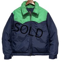程度良好!! 80's USA製【ALTRA】アルトラ【紺ｘ緑】【ダウンジャケット】【サイズＬ】 