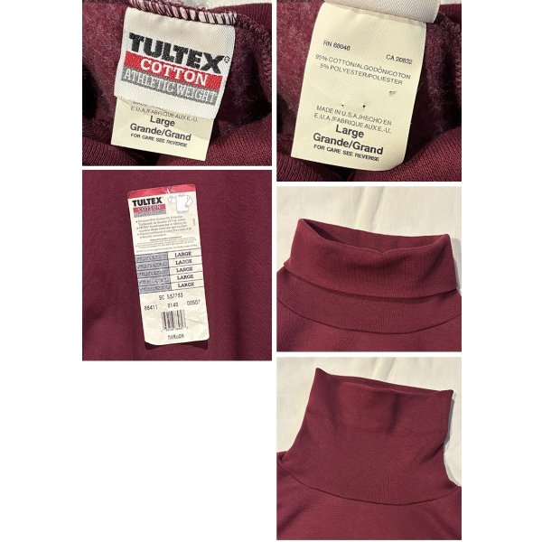 画像2: デッドストック【USA製】【ビンテージ】【Tultex】【タルテックス】【ワインレッド】【無地】【タートルネックスウェット】【サイズL】 