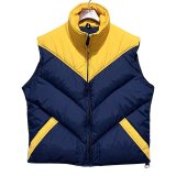 【ビンテージ】【ALTRA】アルトラ【紺×黄色】中綿入り【ダウンベスト】ジップアップベスト【サイズＬ】 