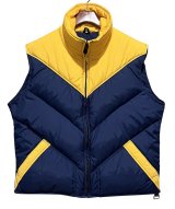 【ビンテージ】【ALTRA】アルトラ【紺×黄色】中綿入り【ダウンベスト】ジップアップベスト【サイズＬ】 