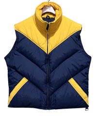 【ビンテージ】【ALTRA】アルトラ【紺×黄色】中綿入り【ダウンベスト】ジップアップベスト【サイズＬ】 