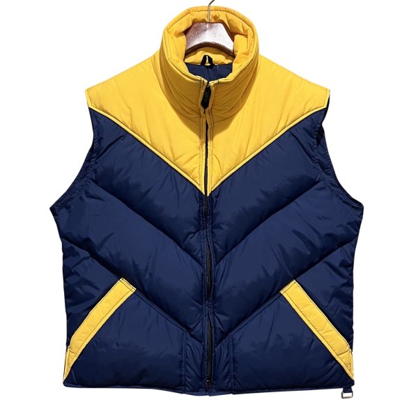画像1: 【ビンテージ】【ALTRA】アルトラ【紺×黄色】中綿入り【ダウンベスト】ジップアップベスト【サイズＬ】 