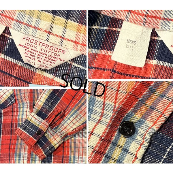 画像2: 80's【USA製】【ビンテージ】 【FROSTPROOF】【フロストプルーフ】【赤ｘ紺ｘ白】チェック ネルシャツ　サイズL-TALL 